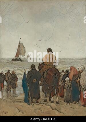 Arrival of the Boats, Jacob Maris, 1884. Reimagined by Gibon. Classic art with a modern twist reimagined Stock Photo