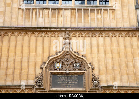 Courtyard (detail) of the famous Bodleian Library in Oxford, England. Stock Photo