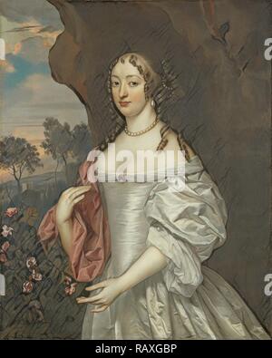 Portrait of Jacoba van Orliens, Wife of Jacob de Witte of Haamstede, Jan Mijtens, 1660. Reimagined by Gibon. Classic reimagined Stock Photo