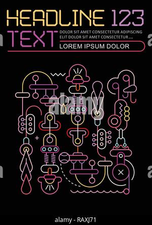Neon colors on a black background Abstract Design vector template. Stock Vector