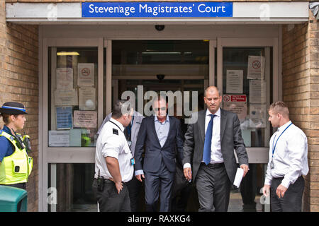 Paul Gascoigne leaves Stevenage Magistrates Court in Stevenage on 05 August, 2013. Gascoigne was fined after pleading guilty. Stock Photo