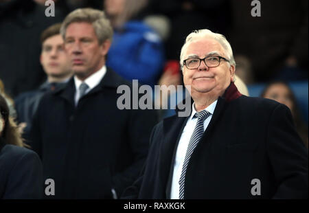 Everton chairman Bill Kenwright (right) and director of football Marcel Brans (left) during the Emirates FA Cup, third round match at Goodison Park, Liverpool. Stock Photo