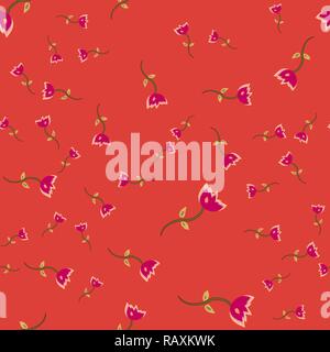 Seamless pattern from doodle flowers. Vector illustration on color background. Stock Vector