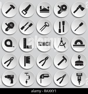 Tools icons set on plates background for graphic and web design, Modern simple vector sign. Internet concept. Trendy symbol for website design web but Stock Vector