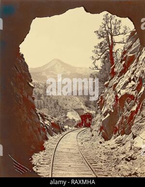 Cameron's Cone from 'Tunnel 4,' Colorado Midland Railway, William Henry Jackson, American, 1843 - 1942, 1879, Albumen reimagined Stock Photo