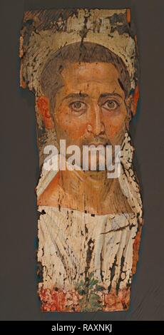 Mummy Portrait of a Bearded Man, Unknown, Egypt, Africa, about 225 - 250, Encaustic on wood, Object: H: 47.5 x W: 19 reimagined Stock Photo