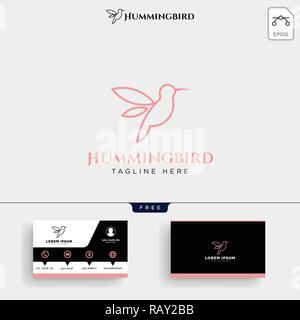 Humming bird beauty logo template vector illustration and business card design Stock Vector
