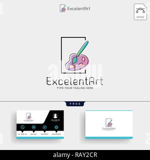 Paintbrush artist logo template vector illustration and business card design Stock Vector
