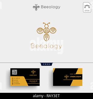 bee molecular Dna logo template vector illustration and business card design Stock Vector