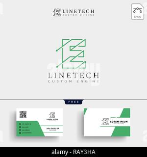 minimal E initial logo template vector illustration and stationery design, letterhead, business card, envelope. Stock Vector