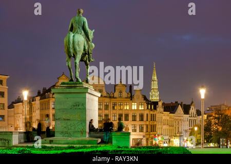 Equestrian statue of King Albert I in Mont des Arts /Kunstberg , Brussels Stock Photo