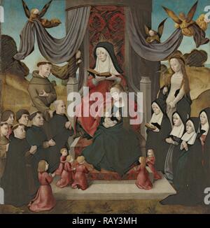 Virgin and Child with Saint Anne and Saints Francis and Lidwina, with Donors (Anna Selbdritt), Master of the Saint reimagined Stock Photo