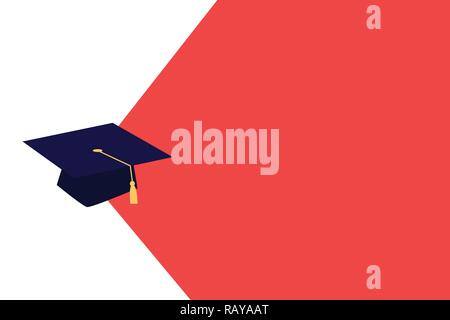 Flat design business Vector Illustration concept template copy space text for Ad website esp isolated 3d isometric. Graduation hat with Tassel Scholar Stock Vector