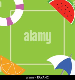 Flat design business Vector Illustration concept Empty template copy space Posters coupons promotional material. Things related to Summertime Beach it Stock Vector