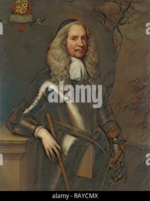 Portrait of Cornelis van Aerssen, Lord of Sommelsdijk, Colonel in the Cavalry, Adriaen Hanneman, 1658. Reimagined Stock Photo