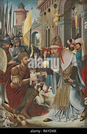 Meeting of Abraham and Melchizedek, inner, left wing of a triptych, Anonymous, c. 1510 - c. 1520. Reimagined Stock Photo