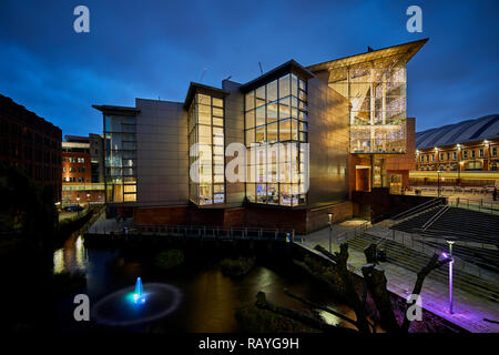 Manchester at night Manchester Bridgewater Hall international concert venue Stock Photo