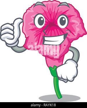 Thumbs up petunia flowers on the stalk cartoons Stock Vector