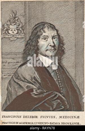 Portrait of Franciscus de le Boë Sylvius, Cornelis van Dalen II, print maker: Anonymous, 1659 and or 1659 - 1709 reimagined Stock Photo