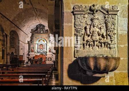Italy Basilicata Madonna di Picciano Church sanctuary font Stock Photo