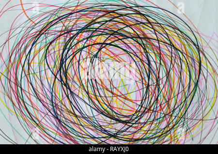 Abstract child drawings on the white sheet Stock Photo