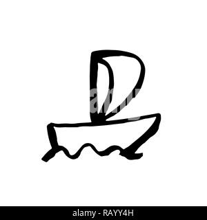 Boat grunge icon. Vector hand drawn illustration. Stock Vector