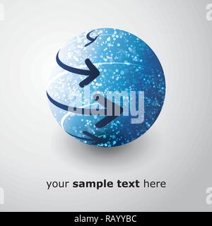 Blue Globe with Arrows - Vector Design Stock Vector