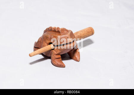 Frog-rattle isolated on a white background a symbol of wealth and prosperity. Made in Thailand, handmade Stock Photo