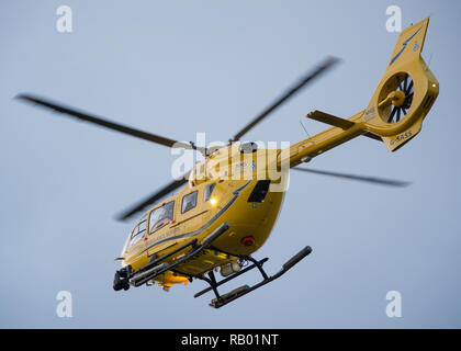 The Scottish Air Ambulance service provides essential life saving services to the National Health Service. Glasgow International Airport, UK. Stock Photo