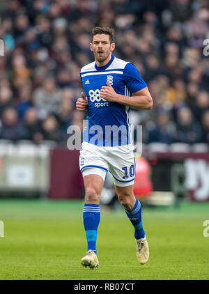 London, UK. 5th Jan 2019. Lukas Jutkiewicz of Birmingham City during the FA Cup 3rd Round match between West Ham United and Birmingham City at the London, UK, England on 5 January 2019. Photo by Andy Rowland. . (Photograph May Only Be Used For Newspaper And/Or Magazine Editorial Purposes. www.football-dataco.com) Credit: Andrew Rowland/Alamy Live News Stock Photo
