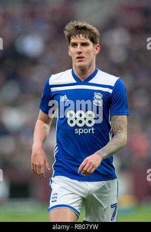 London, UK. 5th Jan 2019. Connor Mahoney (on loan from Bournemouth) of Birmingham City during the FA Cup 3rd Round match between West Ham United and Birmingham City at the London, UK, England on 5 January 2019. Photo by Andy Rowland. . (Photograph May Only Be Used For Newspaper And/Or Magazine Editorial Purposes. www.football-dataco.com) Credit: Andrew Rowland/Alamy Live News Stock Photo