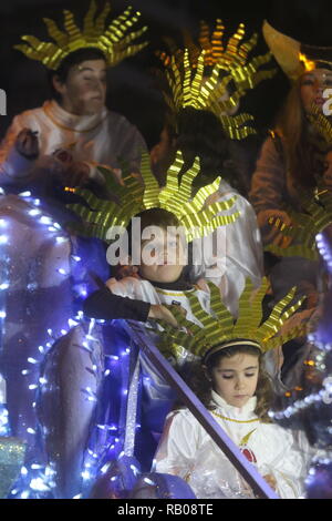 Malaga, Spain. 5th Jan 2019. A man seen dressed as Melchior, one of the