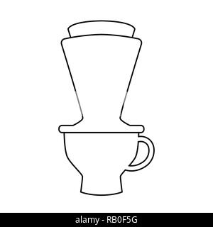 Hand drip coffee simple line vector, isolate on white background - Vector iconic design. Stock Vector