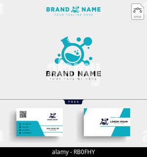 laboratory share technology logo template vector illustration and stationery, business card, letterhead Stock Vector