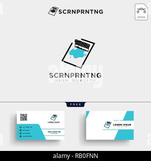 traditional screen printing logo template vector illustration and business card design Stock Vector