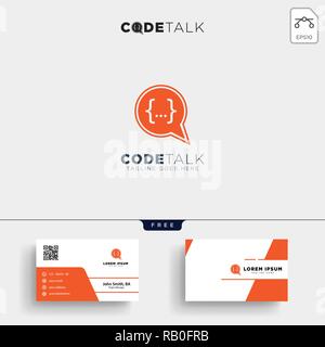 chat coding programmer logo template vector illustration and business card Stock Vector