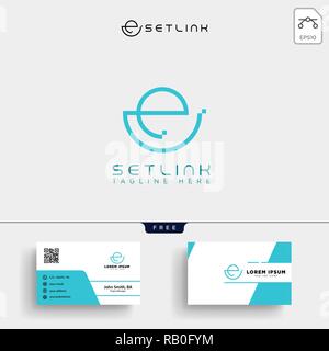 minimal E initial logo template vector illustration and stationery design, letterhead, business card, envelope. Stock Vector