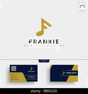 F music logo template vector illustration and stationery, letterhead, business card, Stock Vector