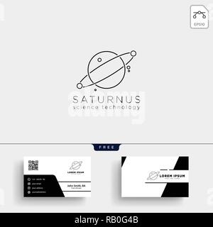 planet line art logo template vector illustration and stationery, letterhead, business card, envelope Stock Vector