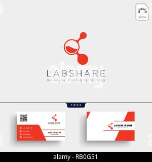 laboratory share technology logo template vector illustration and stationery, business card, letterhead Stock Vector