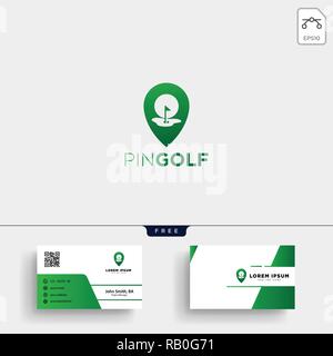 golf location or Map logo template vector illustration and business card design Stock Vector