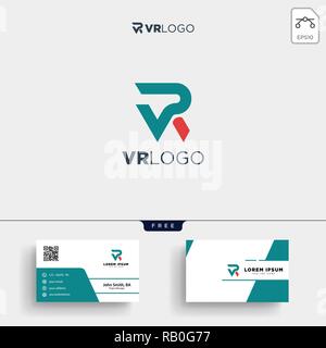 initial VR Visual Ready logo template vector illustration and business card design Stock Vector