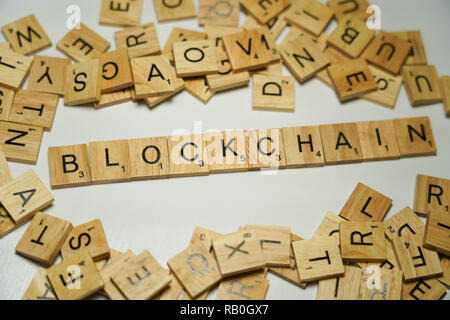 blockchain letters concept Stock Photo