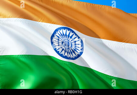 A 3d rendering of waving Indian flag with fabric texture Stock Photo ...
