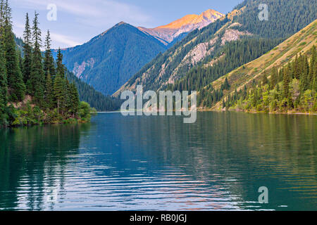 View over the Kolsai Lake in Kazakhstan Stock Photo