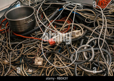 waste from old electrical installations, close up Stock Photo
