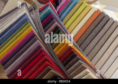 samples of textiles for upholstery furniture, close up Stock Photo