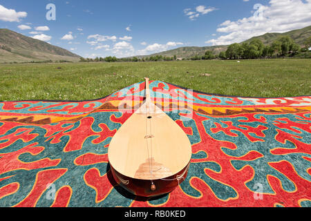 Kazakh national musical instrument known as Dombra, in Kazakhstan. Stock Photo