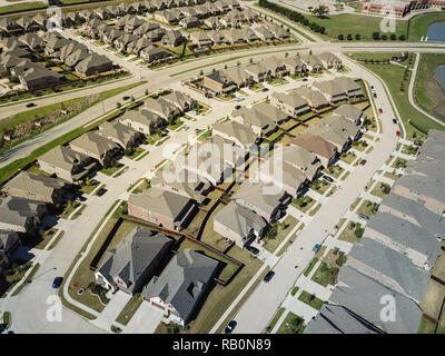 Top view new established neighborhood near school district subur Stock Photo