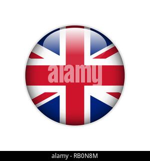 Flag of Great Britain on a button. Vector Stock Vector